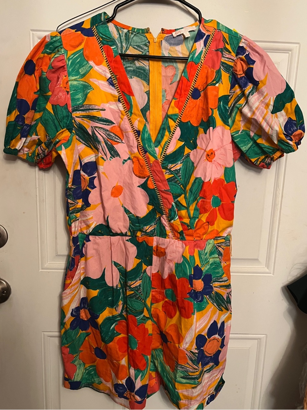 GB girls Multicolor Floral Romper - Orange, Pink, Green, Blue